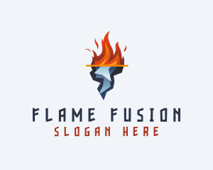 Flaming Fire Iceberg  logo design