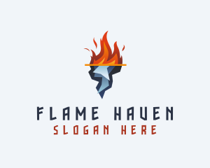 Flaming Fire Iceberg  logo design