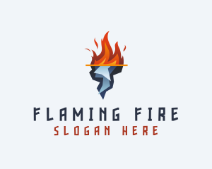Flaming Fire Iceberg  logo design