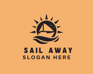 Sun Sea Boat  logo design