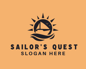 Sun Sea Boat  logo design