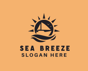 Sun Sea Boat  logo design