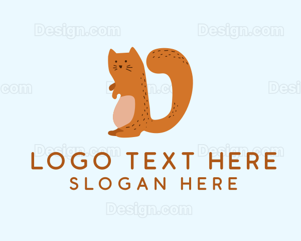 Playful Cat Letter D Logo