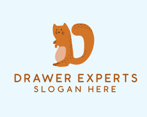 Playful Cat Letter D logo design