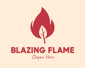 Red Fire Leaf logo design