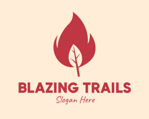 Red Fire Leaf logo design