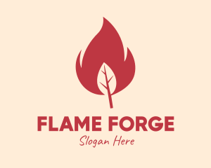 Red Fire Leaf logo design