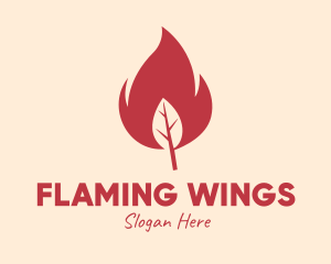 Red Fire Leaf logo design