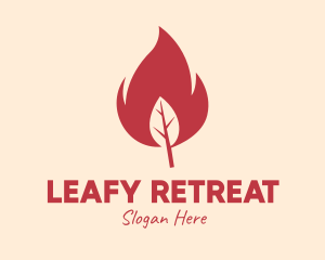 Red Fire Leaf logo design