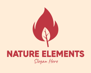 Red Fire Leaf logo design