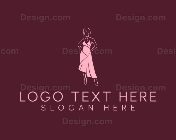 Pink Dress Fashion Logo