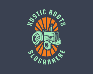 Farming Retro Tractor logo design