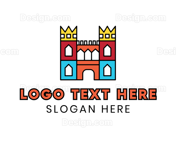 Colorful Polygon Castle Logo