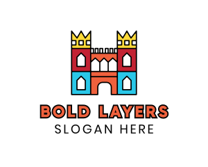 Colorful Polygon Castle logo design