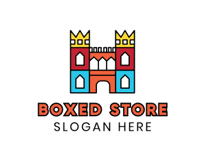 Colorful Polygon Castle logo design