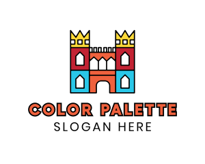 Colorful Polygon Castle logo design