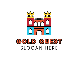 Colorful Polygon Castle logo design