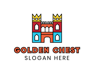 Colorful Polygon Castle logo design