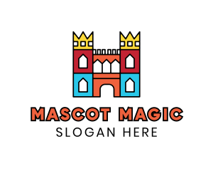 Colorful Polygon Castle logo design