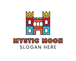 Colorful Polygon Castle logo design