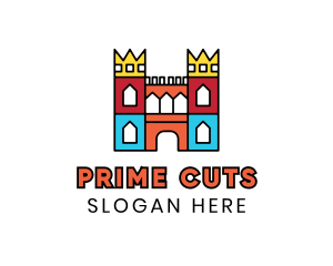 Colorful Polygon Castle logo design