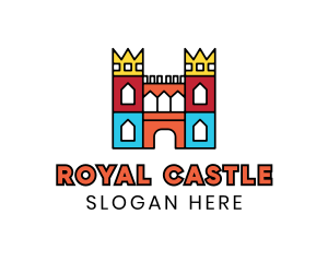 Colorful Polygon Castle logo design