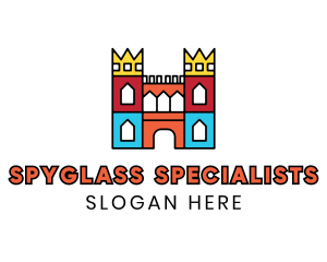 Colorful Polygon Castle logo design