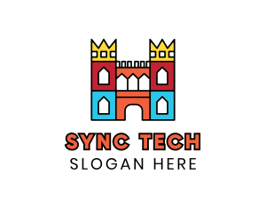 Colorful Polygon Castle logo design