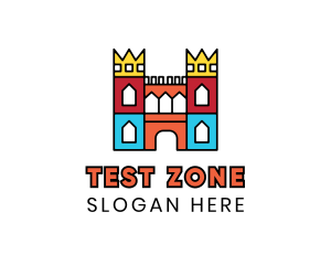 Colorful Polygon Castle logo design