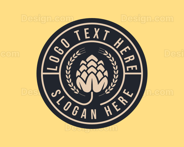 Beer Hops Wreath Distillery Logo