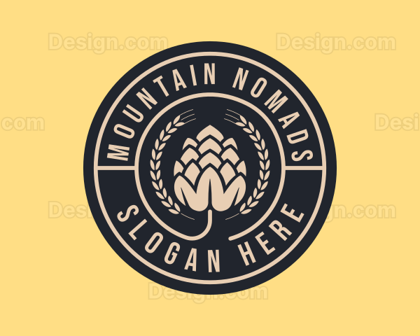 Beer Hops Wreath Distillery Logo