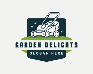 Lawn Mower Landscape Badge logo design