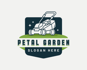 Lawn Mower Landscape Badge logo design