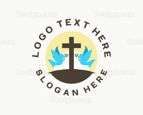 Dove Cross Religion Logo