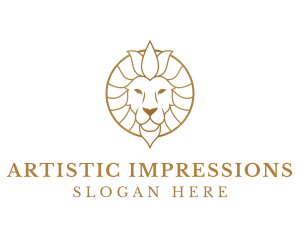 Golden Elegant Lion logo design