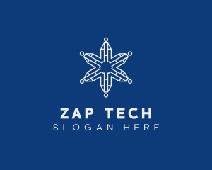 Tech Digital Snowflake logo design