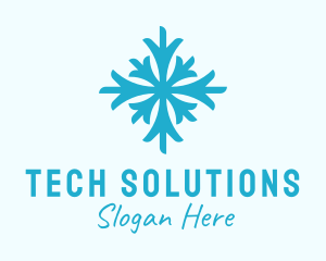 Blue Cold Snowflake  Logo