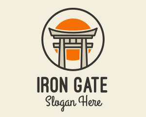 Japanese Torii Gate Sun logo