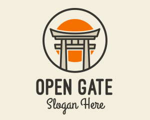 Japanese Torii Gate Sun logo design