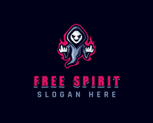 Ghost Halloween Cursing logo design