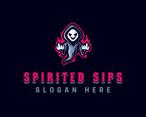 Ghost Halloween Cursing logo design