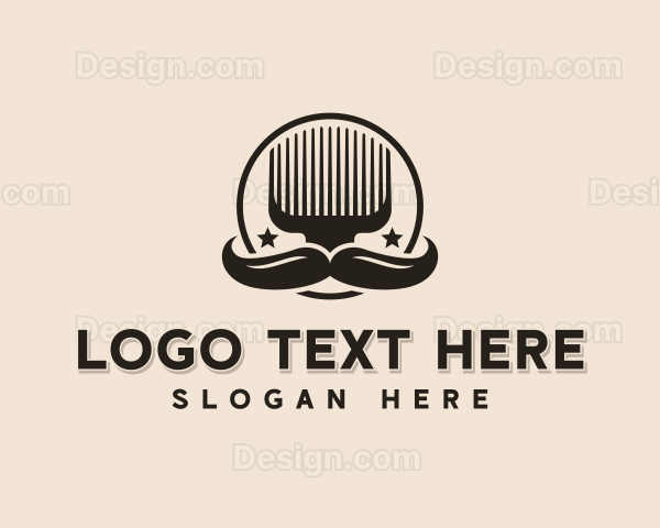 Grooming Comb Mustache Logo