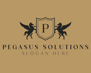 Pegasus Horse Shield logo design