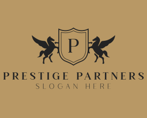 Pegasus Horse Shield logo design