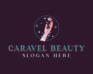 Beauty Flower Hand logo design