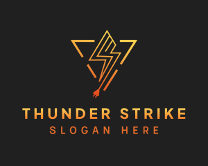 Electricity Plug Thunder logo design