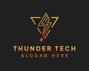 Electricity Plug Thunder logo design