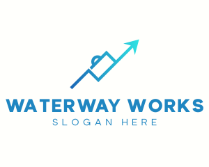 Blue Briefcase Arrow logo design