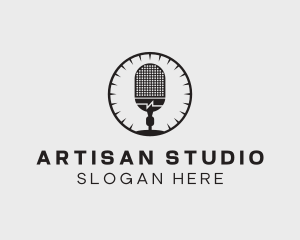 Studio Microphone Broadcast logo design