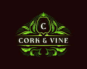 Vine Shield Ornamental logo design